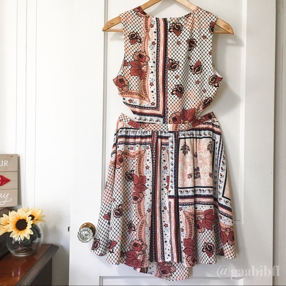 Topshop Scarf Print Pinafore Cut Out Sundress - Picture 5 of 8